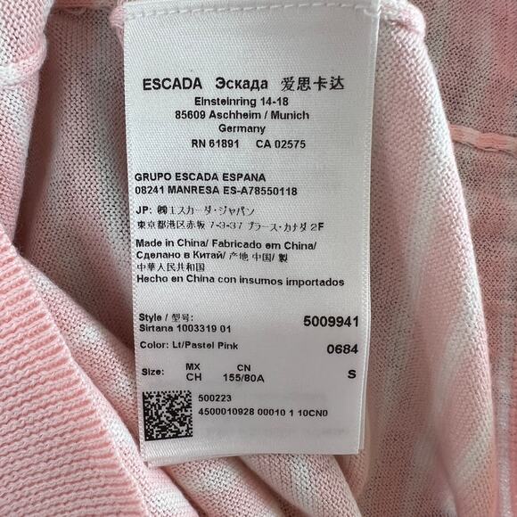 ESCADA Sport Light Pastel Pink / White Stripe Short Sleeve Sweater Scoop Neck S - Picture 7 of 7